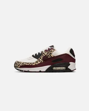running with a gum rubber outsole Nike Women's Air Max 90 Sail/Burgundy Crush/Black