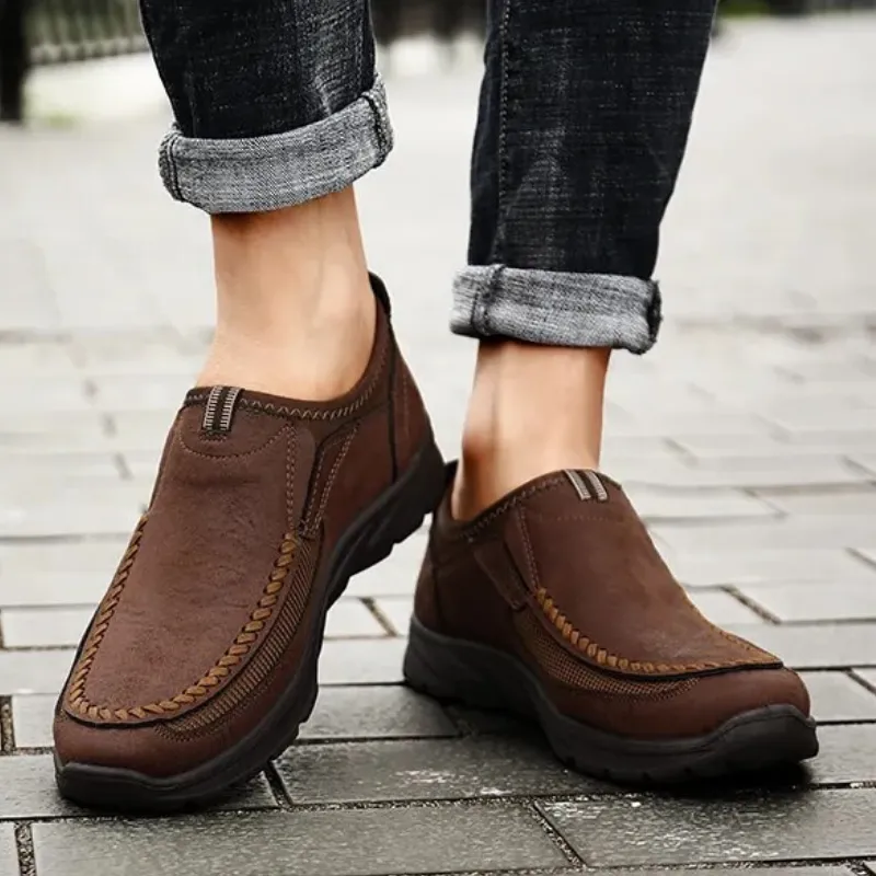 Cuzcare Ortho Men's Shoes Comfortable Lightweight Soft Sole Leather Loafers