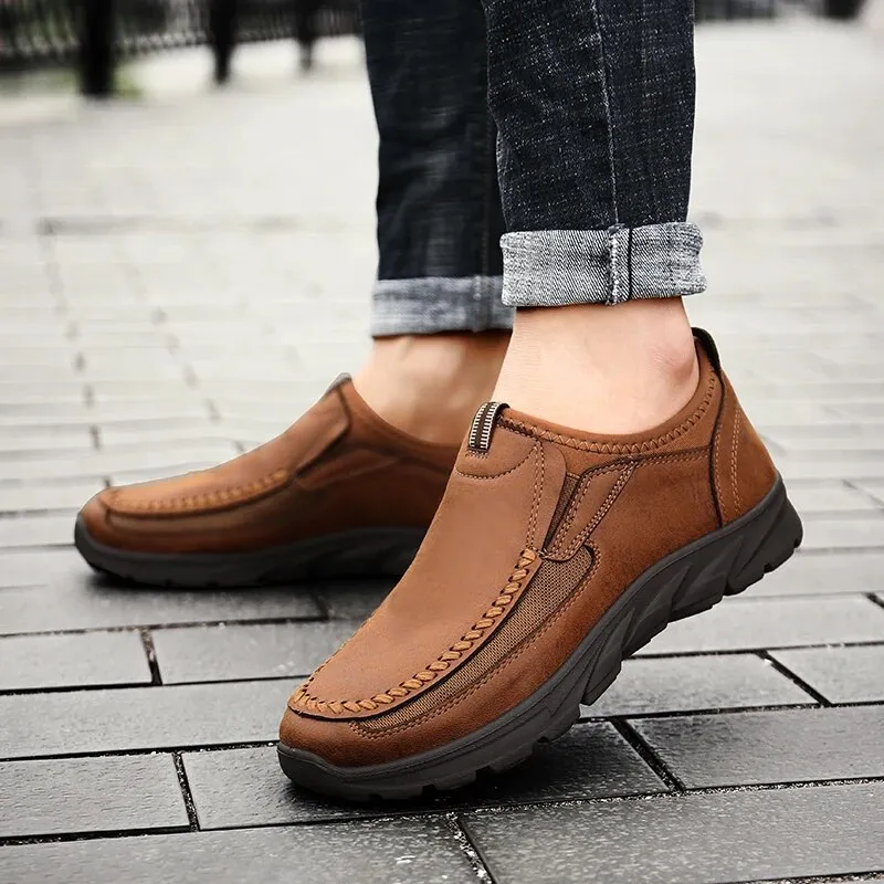 Cuzcare Ortho Men's Shoes Comfortable Lightweight Soft Sole Leather Loafers
