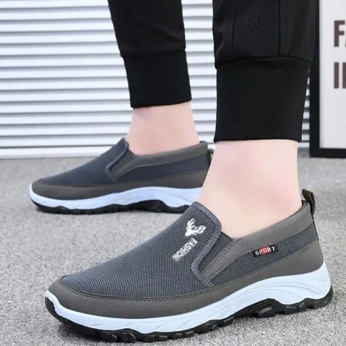 Cuzcare Orthopedic Men's Shoes Comfortable Soft Sole Canvas Slip-on