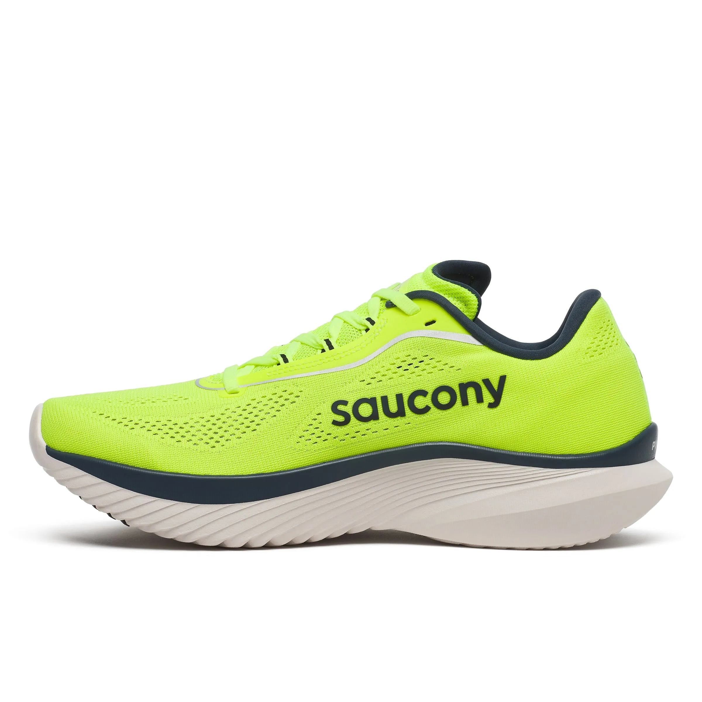 Saucony Kinvara 15 Men's Running Shoes Citron/Navy AW24 Comfort Frame Slip Resistant Grip