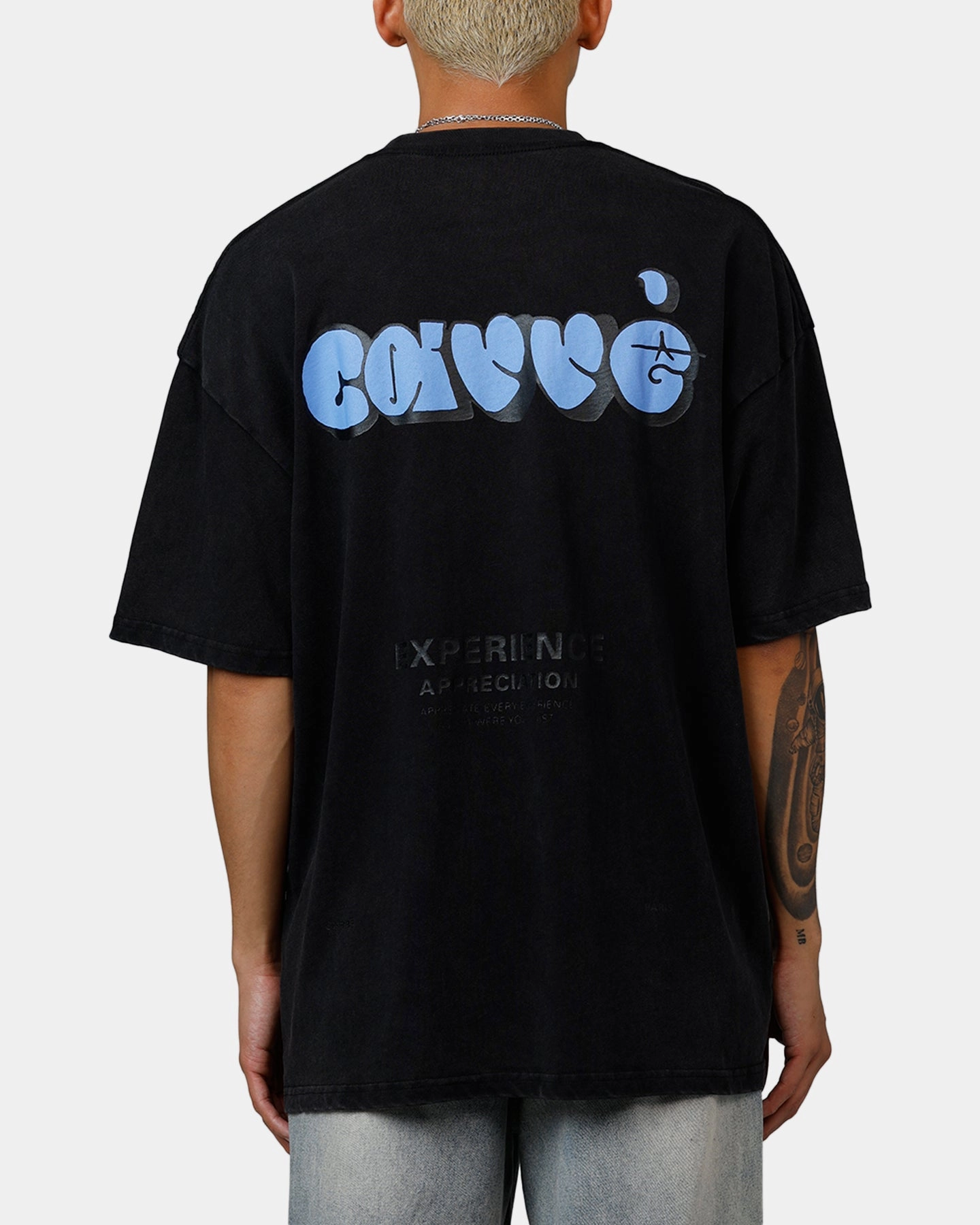 No Shrink Technology Stretchable Knit Carre Experience Oversized T-Shirt Black Wash