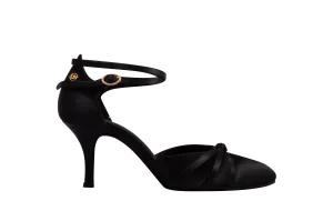 Dance Naturals 28 Contessina Black Satin Pointed Toe Smooth Ballroom Dance Shoe