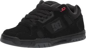 DC Men's Stag Low Top Skate Shoe, Black/Grey/RED, 6
