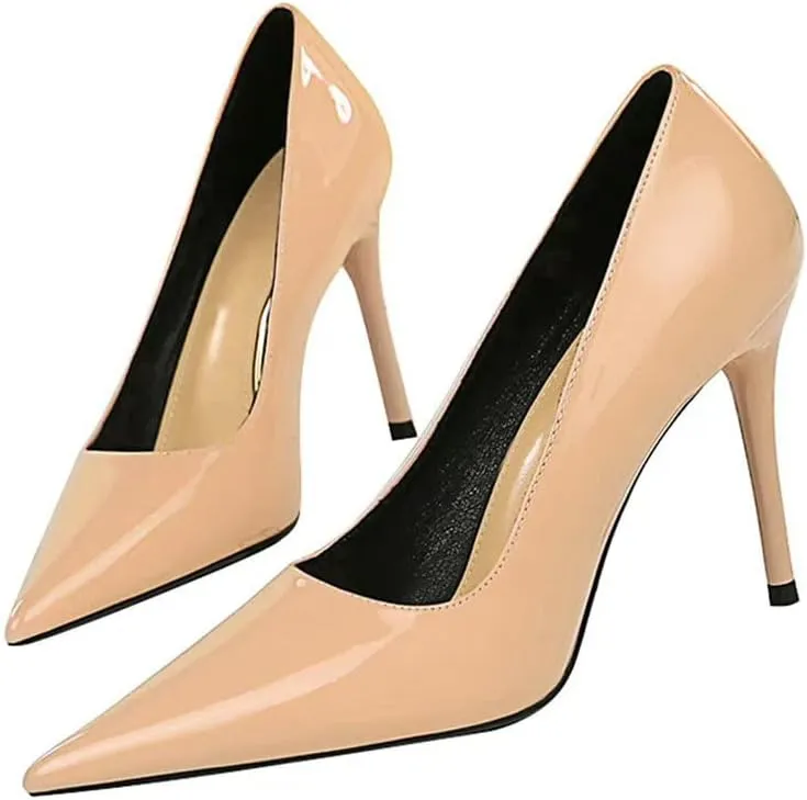 Dear Time Women's Sexy High Stiletto Heeled Pumps Pointed Toe Patent High Heels 4 Inch Dress OL Office Heels