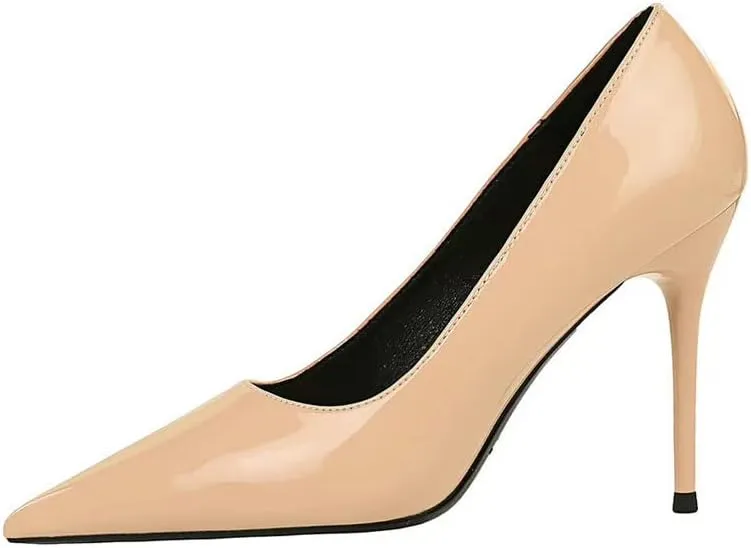 Dear Time Women's Sexy High Stiletto Heeled Pumps Pointed Toe Patent High Heels 4 Inch Dress OL Office Heels