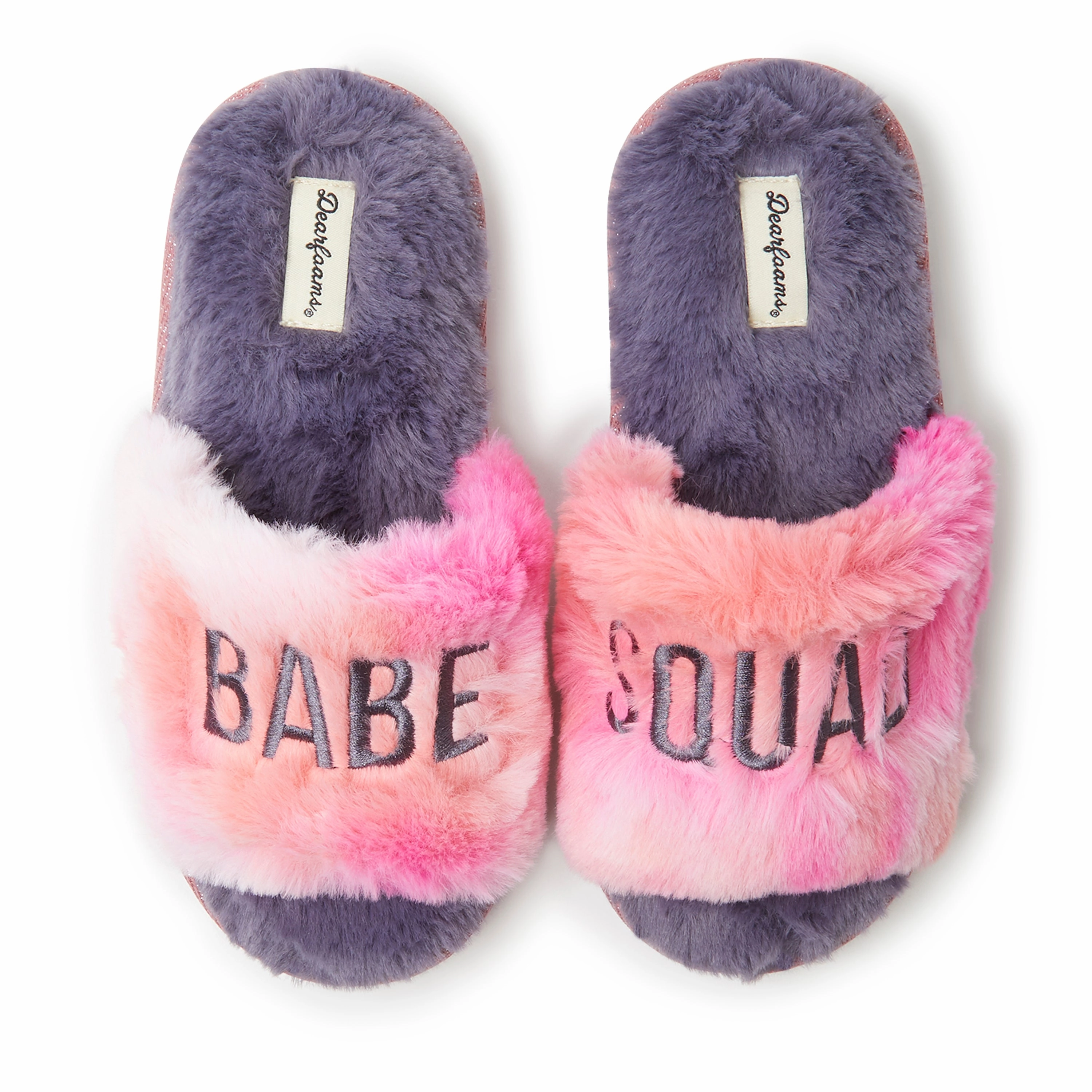 Dearfoams Kid's Lana Slide Slipper with Slogan Sneaker Disinfectant