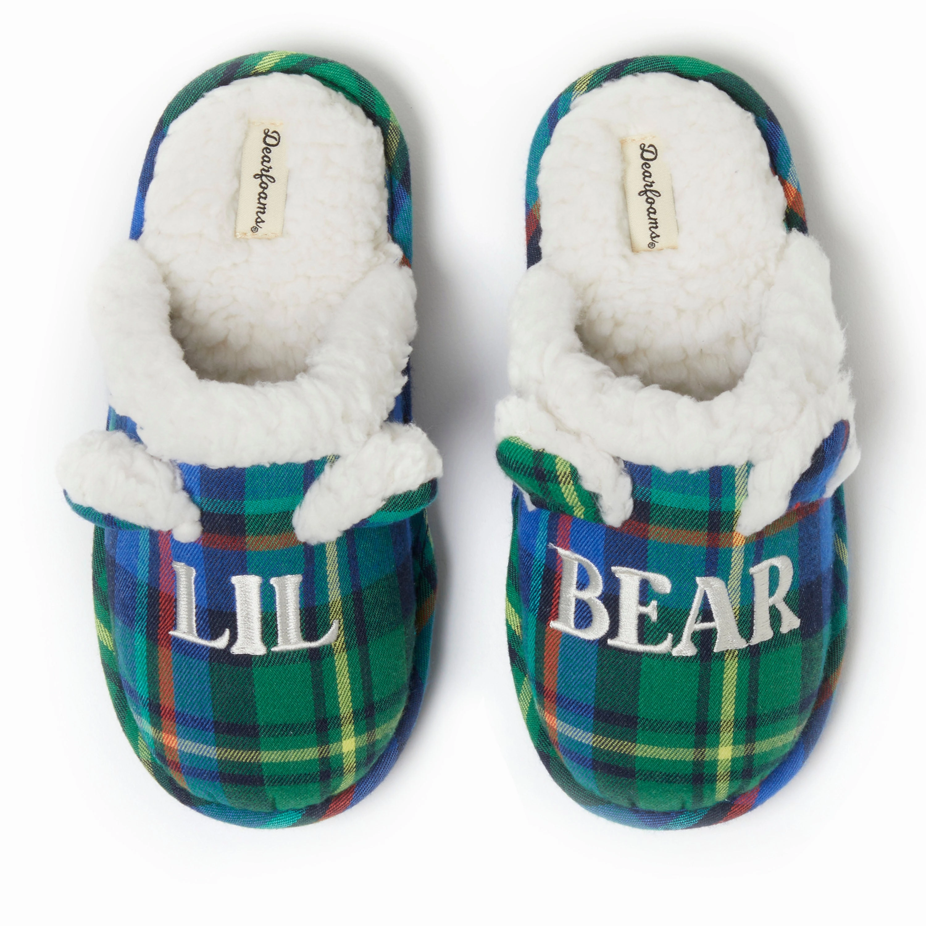 AntiOdor Dearfoams Kids Lil Bear Plaid Scuff Slipper