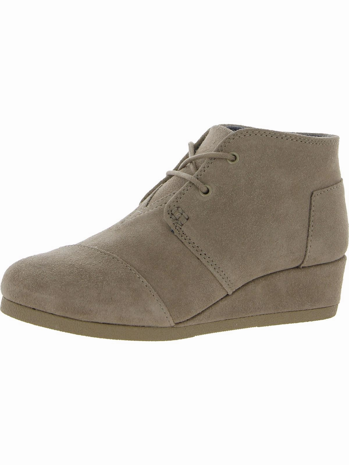 DESERT WEDGE Girls Suede Wedge Boots Neutral Stance Support Structured Heel Cup