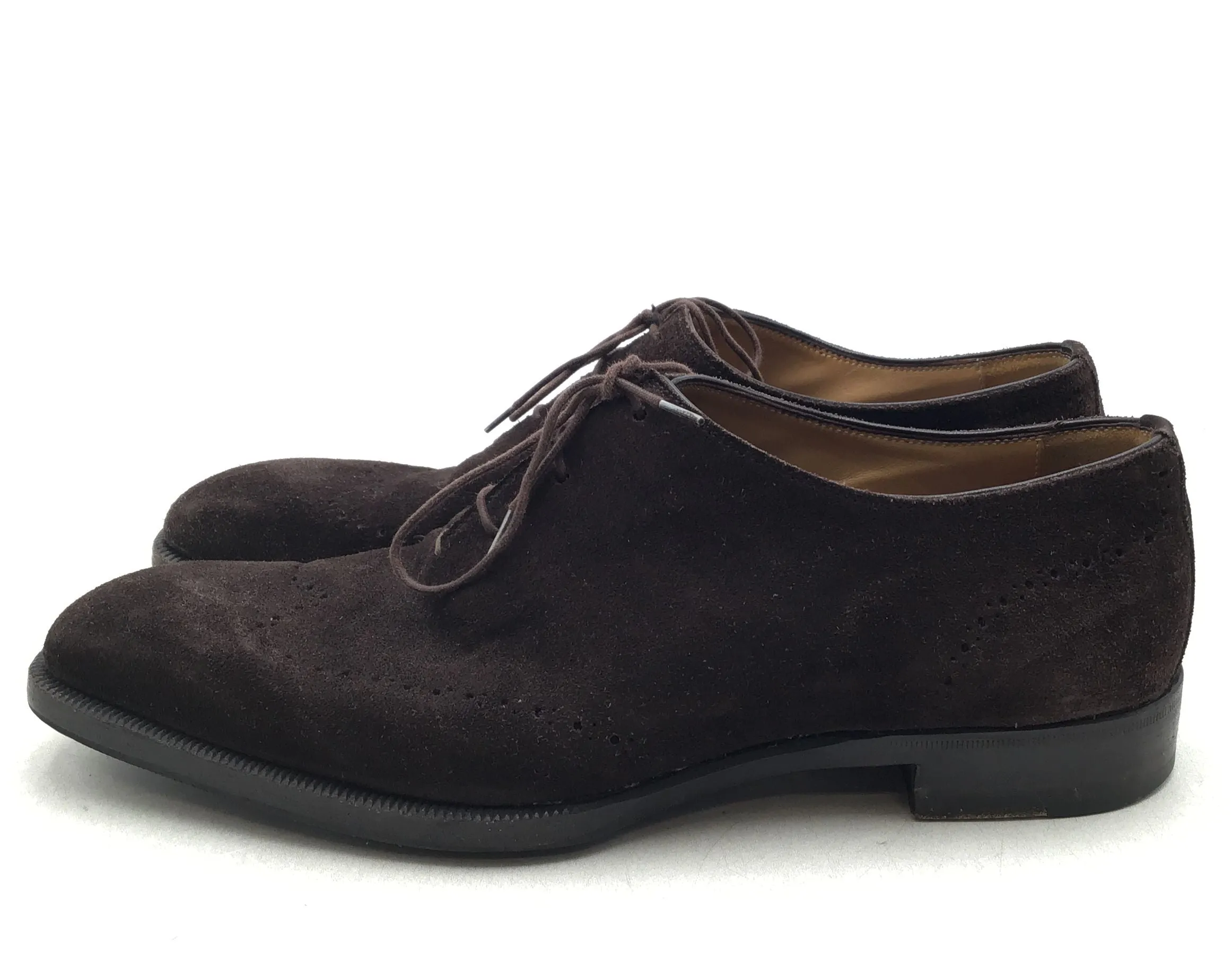Di Bianco Men's Scarpe Brown Almond Toe Lace-Up Oxford Dress Shoes - Sz Measured
