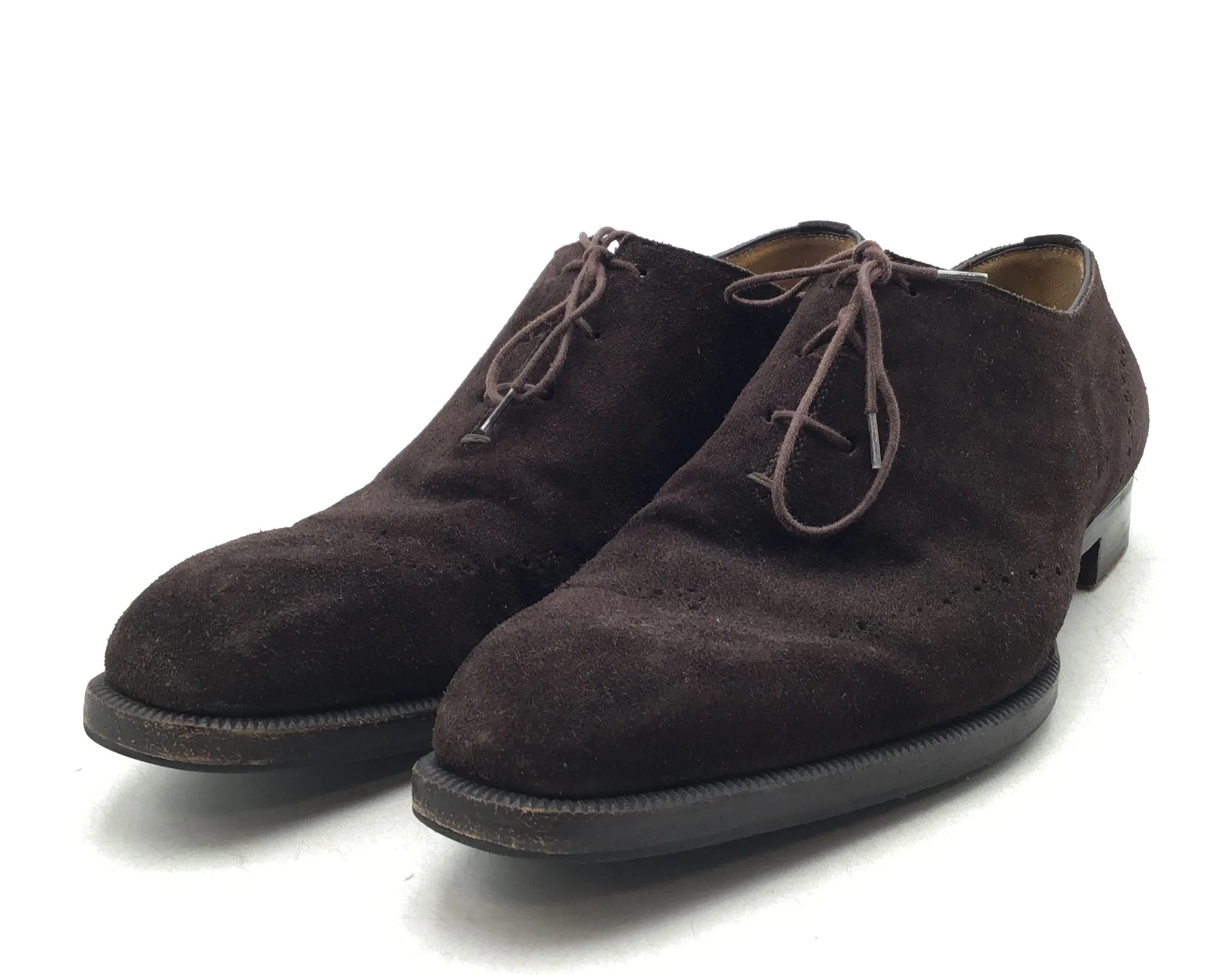 Di Bianco Men's Scarpe Brown Almond Toe Lace-Up Oxford Dress Shoes - Sz Measured