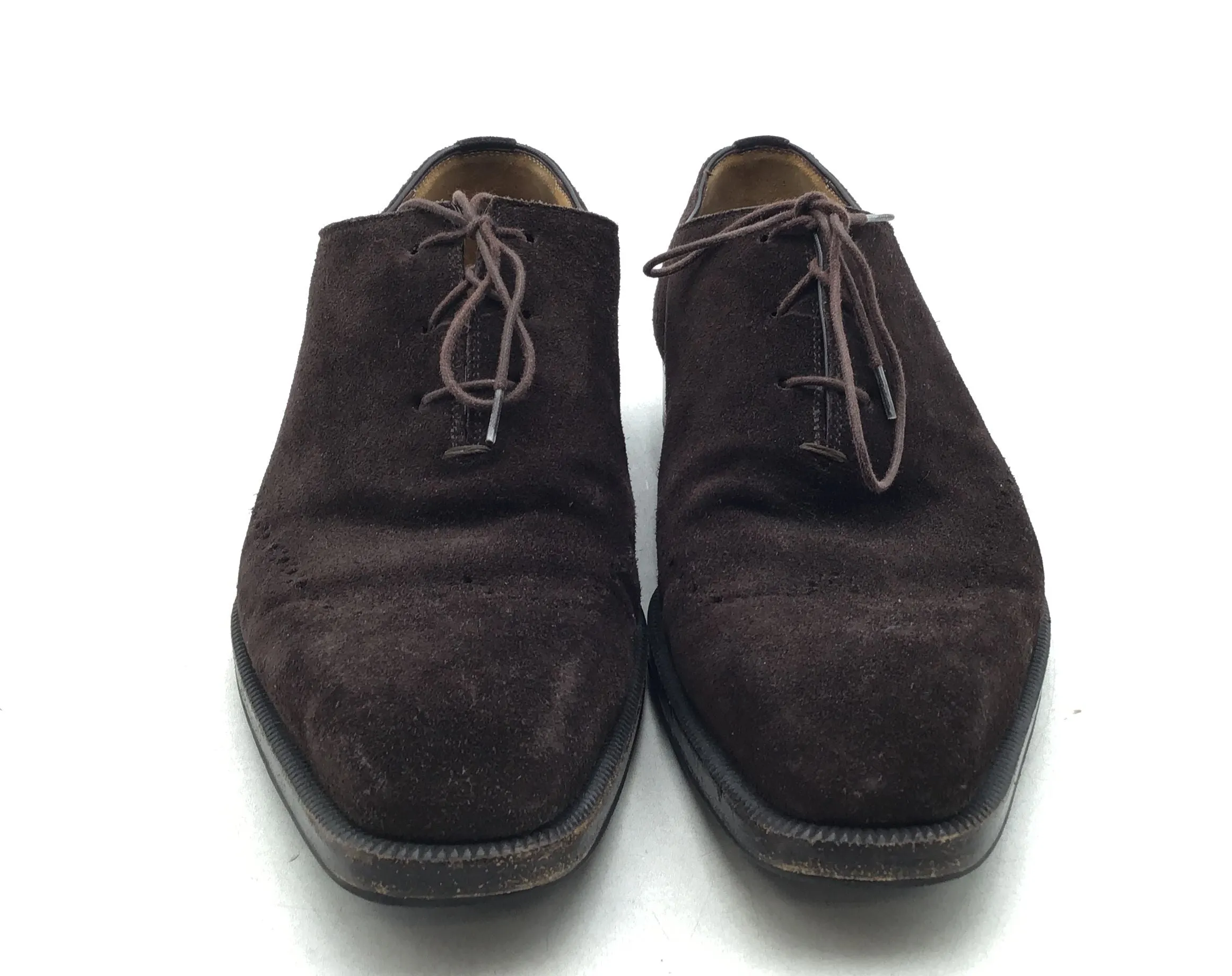 Di Bianco Men's Scarpe Brown Almond Toe Lace-Up Oxford Dress Shoes - Sz Measured