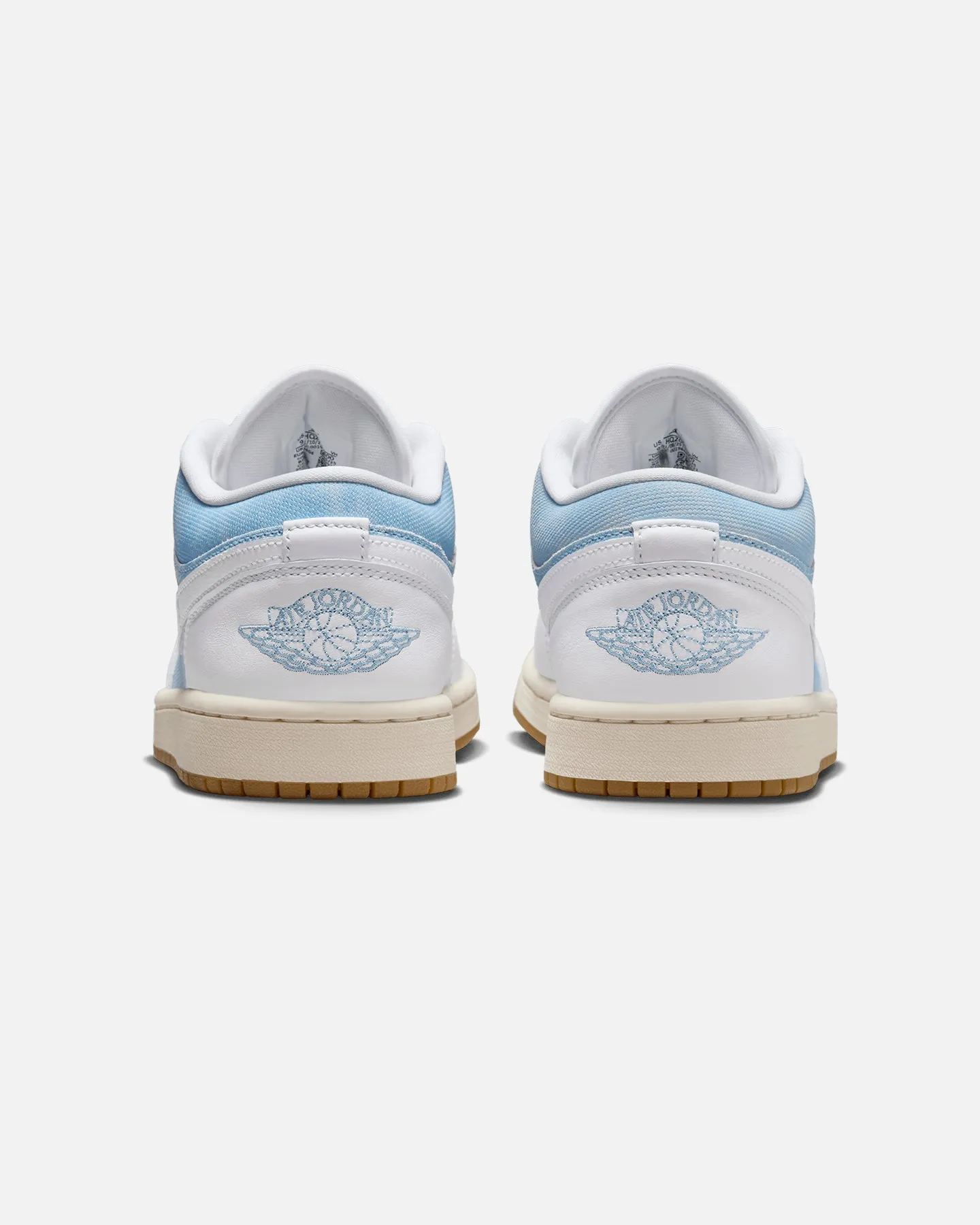 Jordan Women's Air Jordan 1 Low SE "Denim" Blue/Gum Lace Up System running for a positive mindset