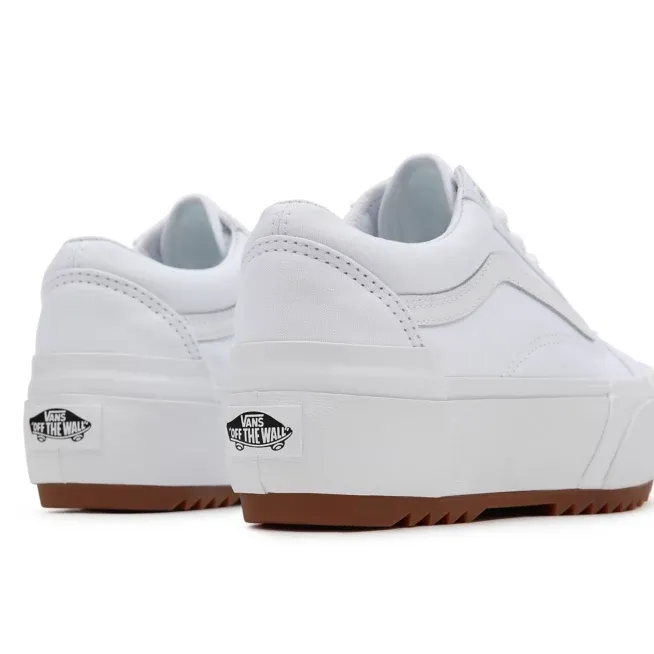 Vans scarpa sneakers con zeppa in tela da donna Old Skool Stacked VN0A4U15L5R1 bianco traction patterns Rollbar technology