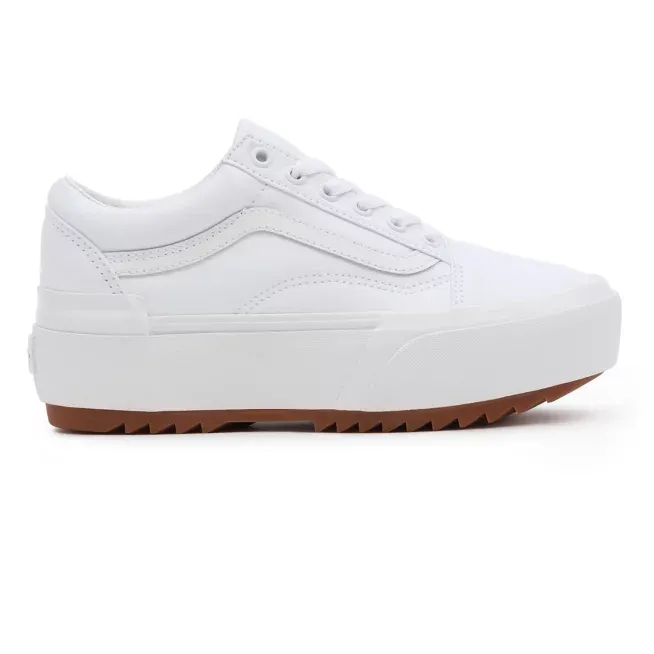 Hyper Compression Midsole Vans scarpa sneakers con zeppa in tela da donna Old Skool Stacked VN0A4U15L5R1 bianco