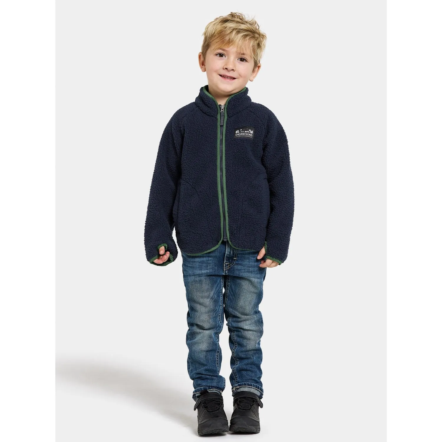 Didriksons Navy Gibbs Kids Fullzip Fleece Jacket 2 Elasticized Waist