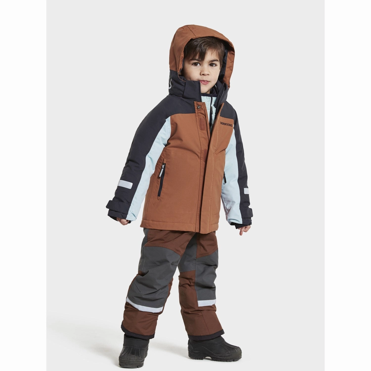 Versatile Style Multi pockets Didriksons Acorn Brown Neptun Kids Jacket