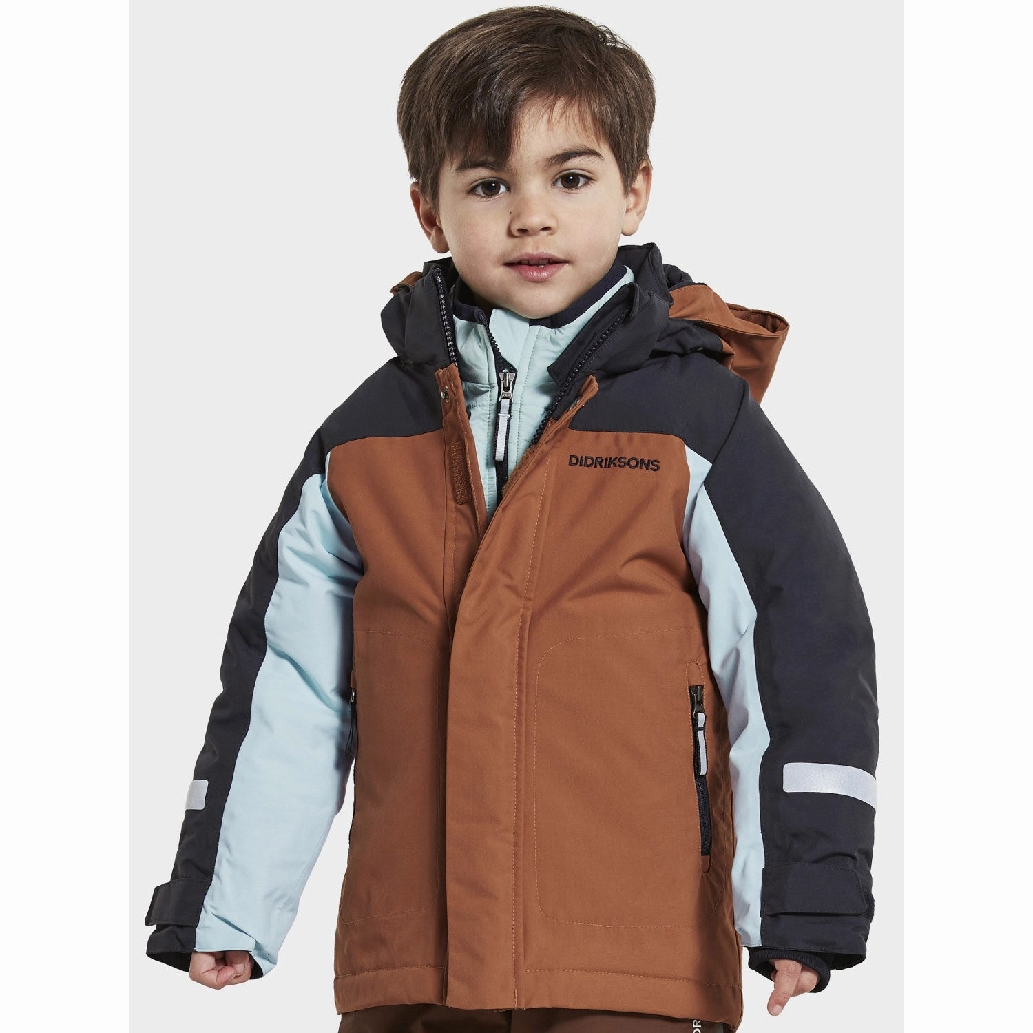 Breathable fabric tech Reversible Style Didriksons Acorn Brown Neptun Kids Jacket