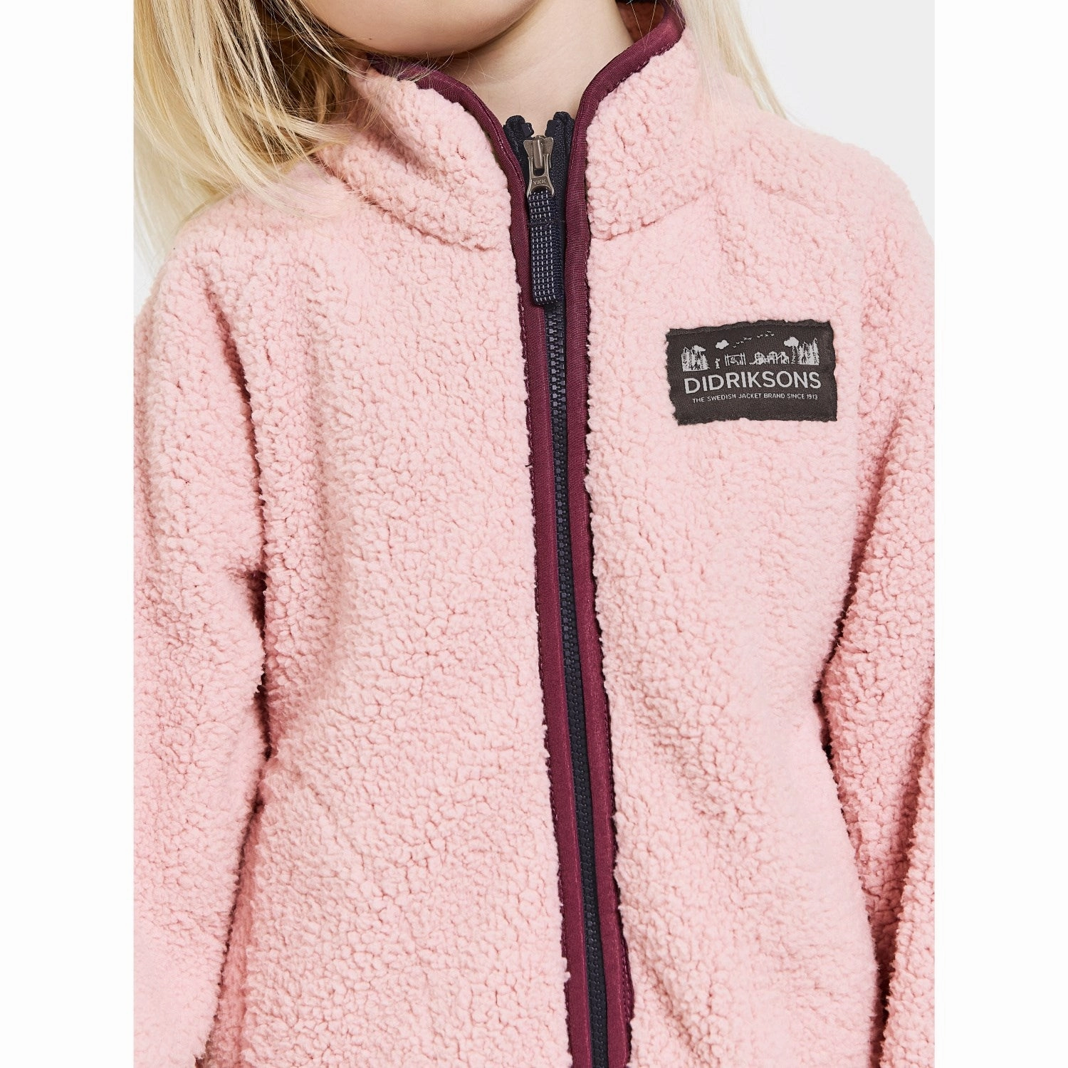 Didriksons Dusty Pink Gibbs Kids Fullzip Fleece Jacket 2 Light Reflective Logos Street Look