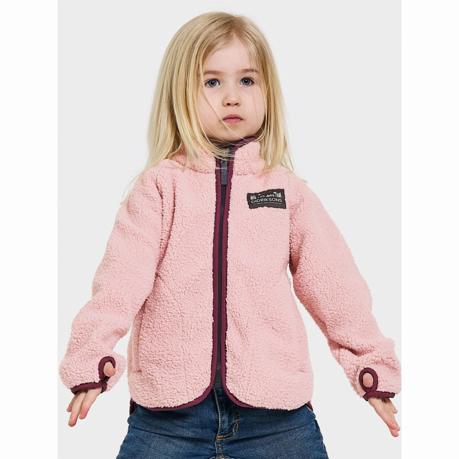 Packable Technology Noise Reduced Fabrics Didriksons Dusty Pink Gibbs Kids Fullzip Fleece Jacket 2