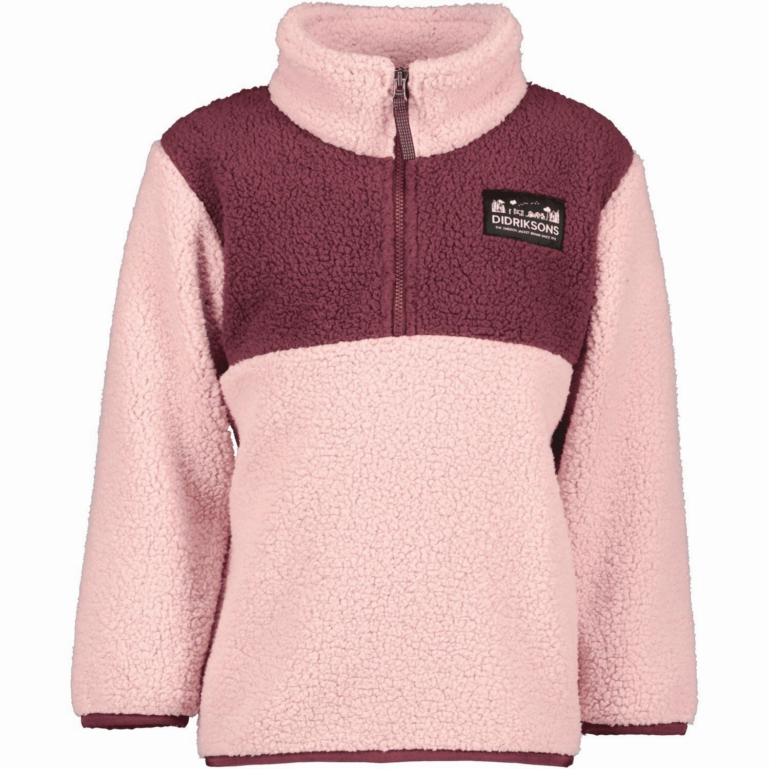 HeatReflectiveLining Reinforced Seam Durability Didriksons Dusty Pink Gosig Kids Halfzip Fleece Jacket