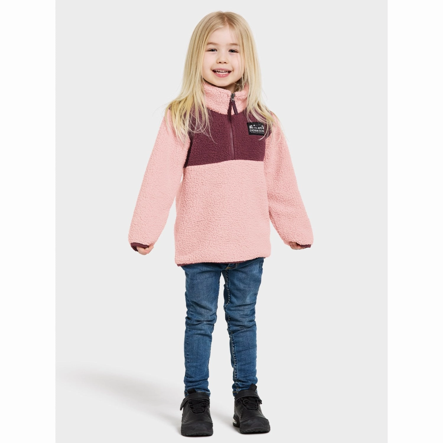Day To Night Wear Wind Protection Didriksons Dusty Pink Gosig Kids Halfzip Fleece Jacket