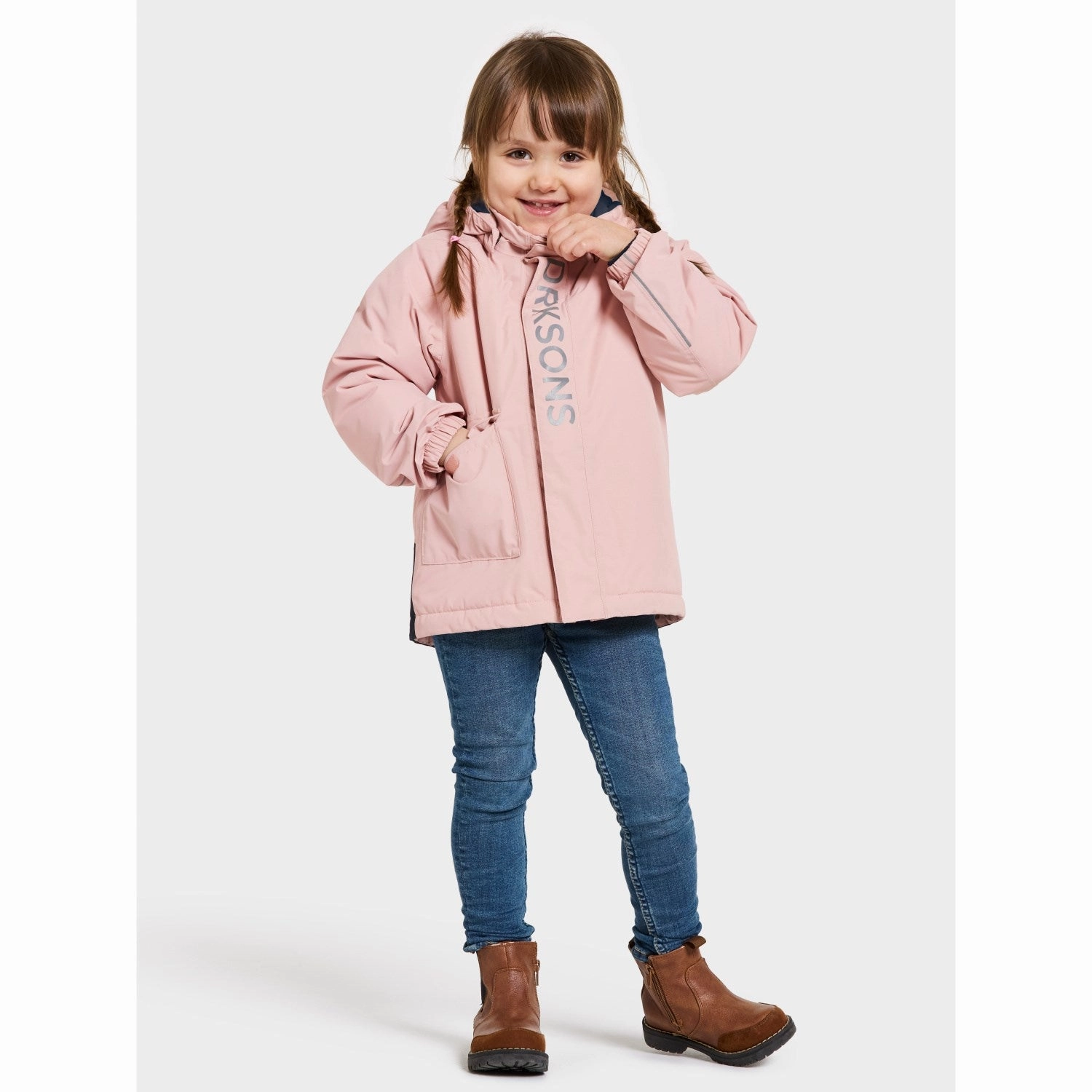 Didriksons Dusty Pink Talvi Kids Jacket Double Buttons Micro Perforated Panels
