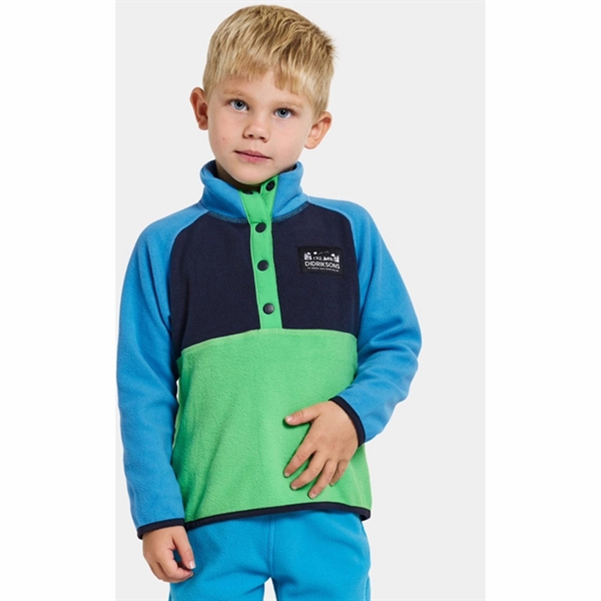 Didriksons Frog Green Monte Kids Fleece Jacket Ergonomic Shoulder Fit