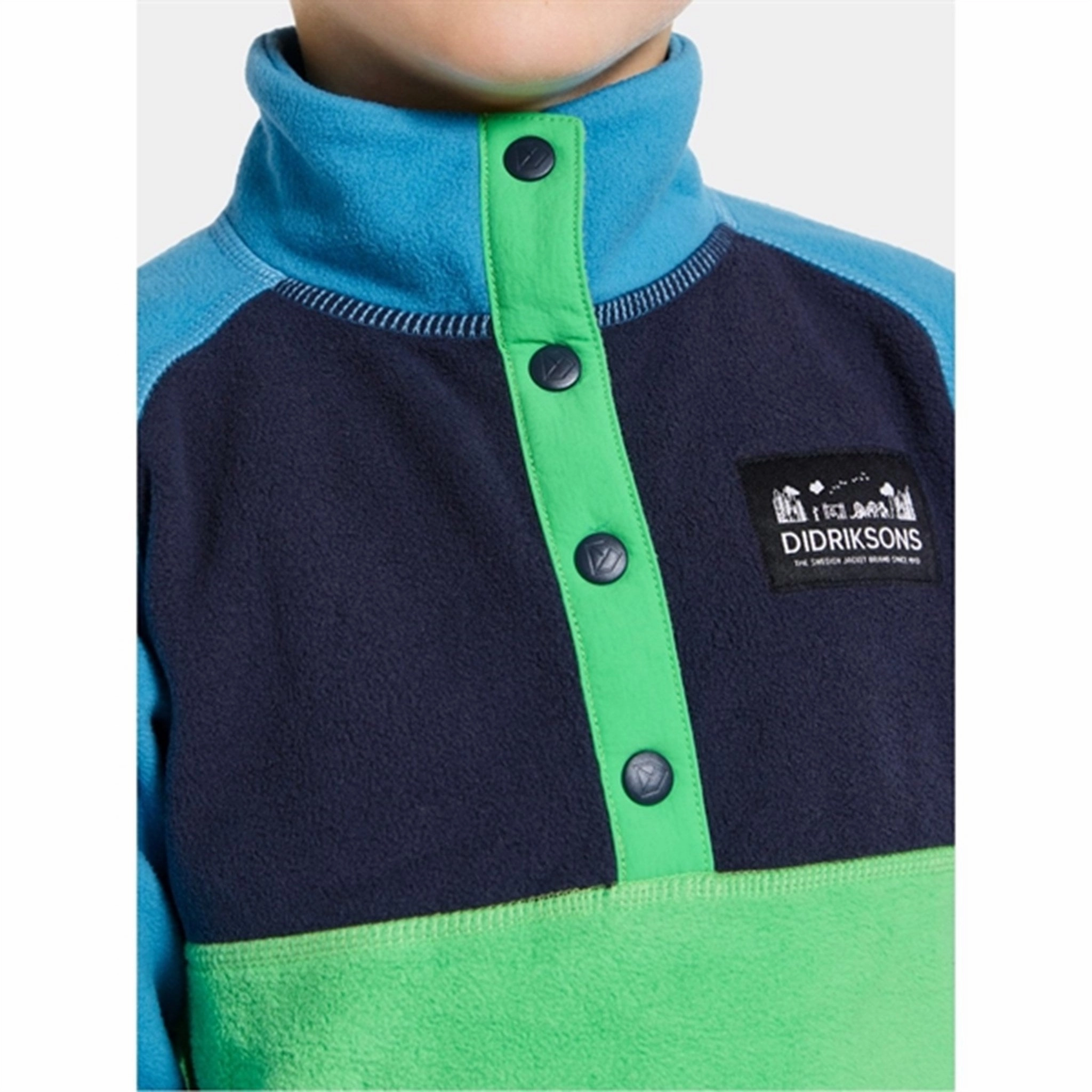 Didriksons Frog Green Monte Kids Fleece Jacket Compression Packability Two Way Zipper