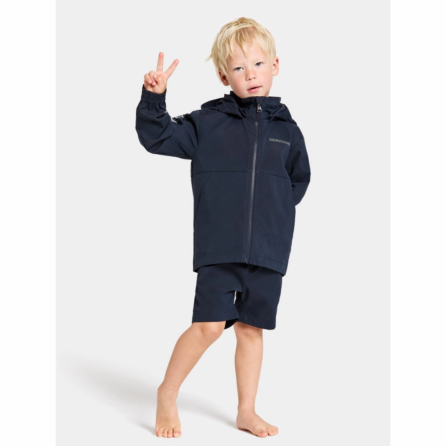 Didriksons Navy Hallon Kids Jacket Fur Trim