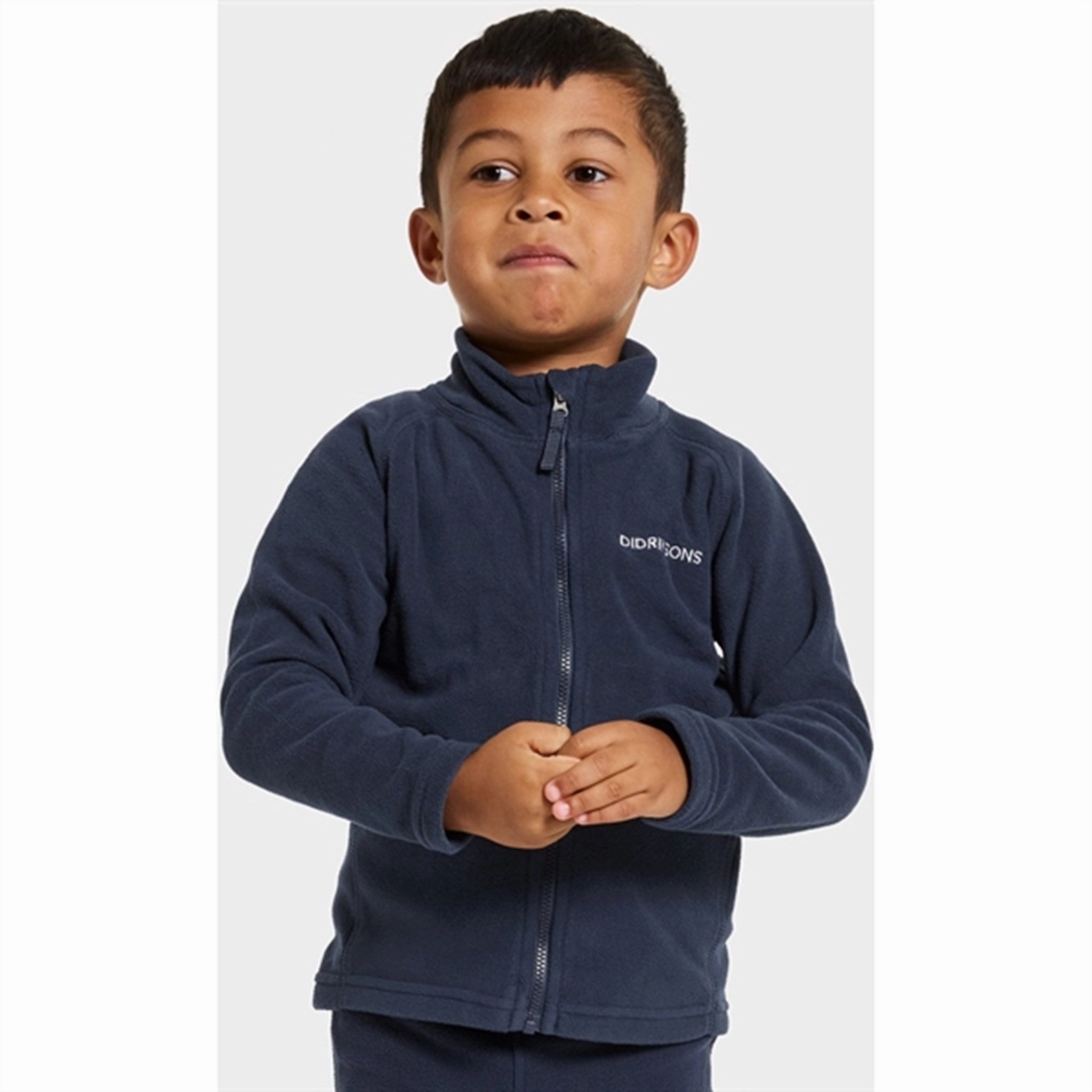 High Collar Design Didriksons Navy Monte Kids Fleece Cardigan