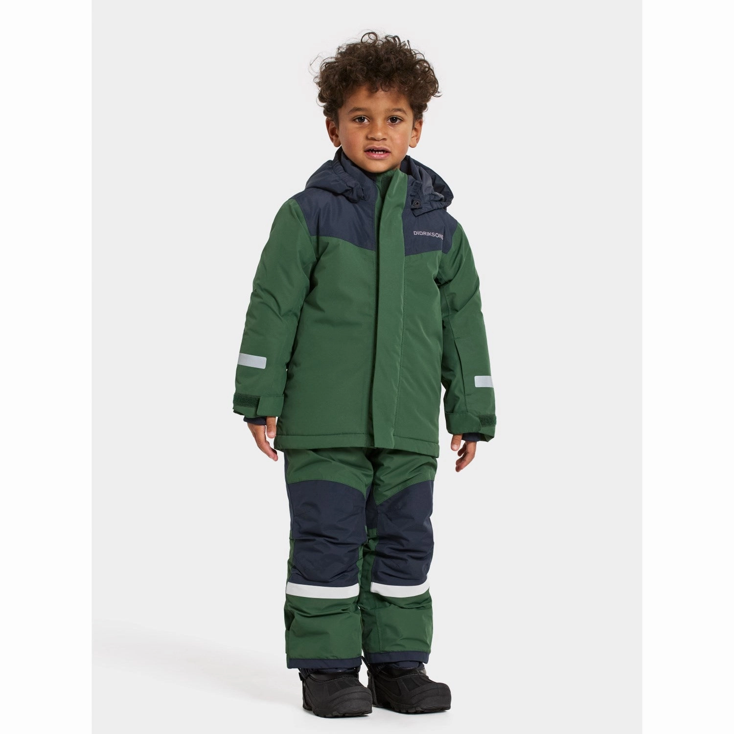 Airtight Fasteners Reflective Zippers Didriksons Pine Green Skare Kids Set