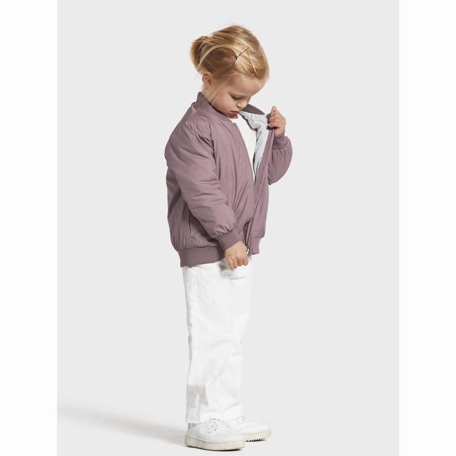 Smooth Zipper Action Tapered Hem Didriksons Shade Lilac Rocio Kids Jacket