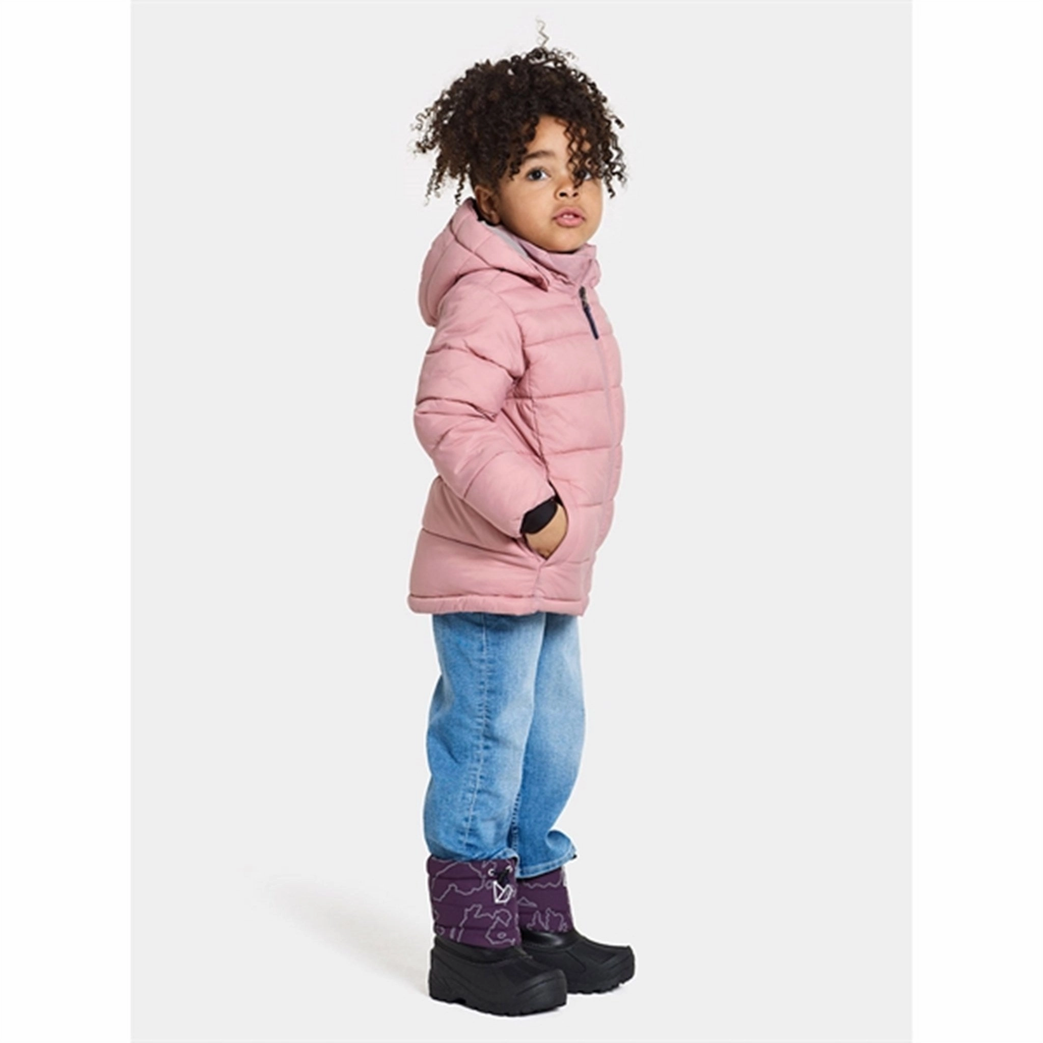 Didriksons Soft Pink Rodi Kids 2 Jacket Layered Collar Design