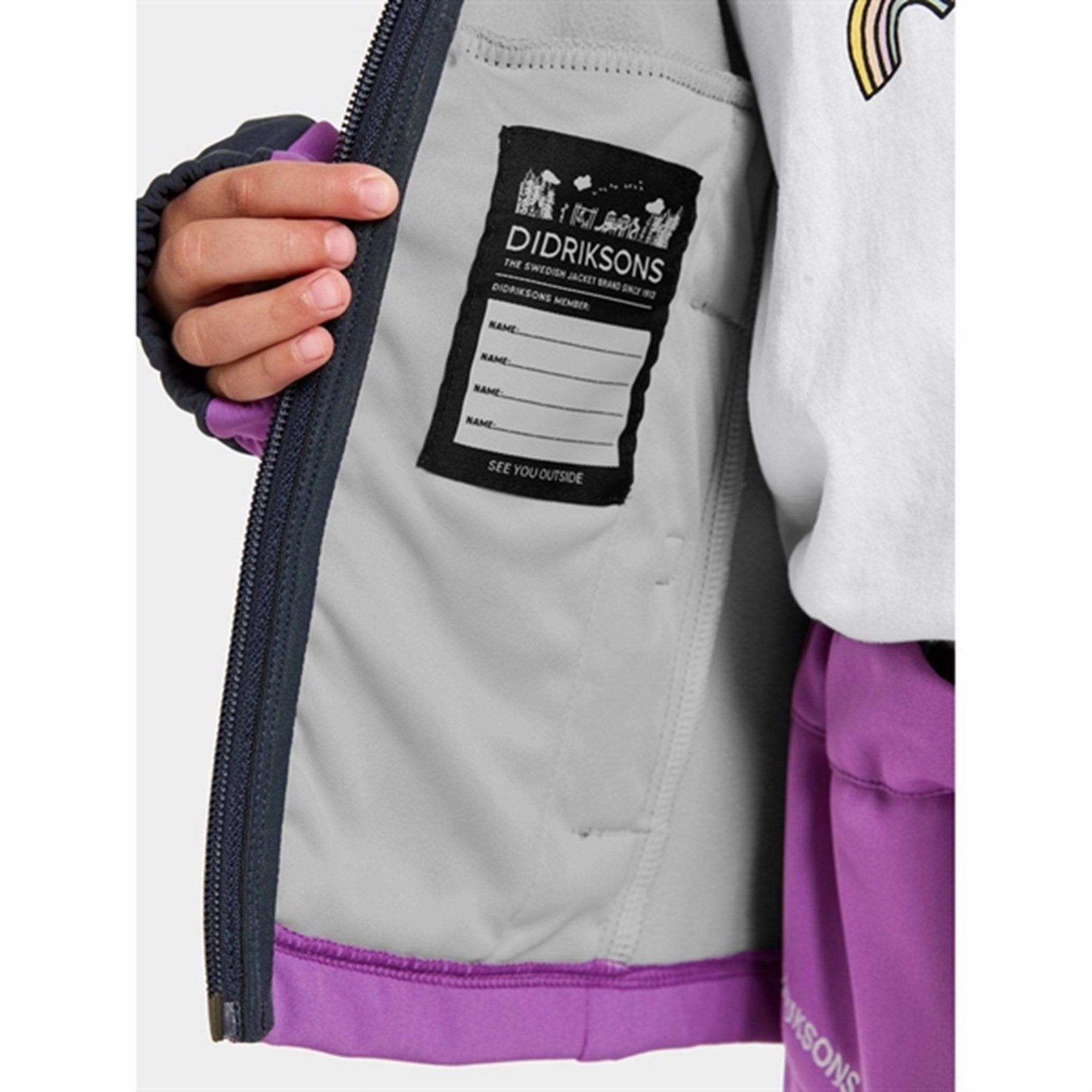 Didriksons Tulip Purple Troel Kids Jacket Non Restrictive Silhouette