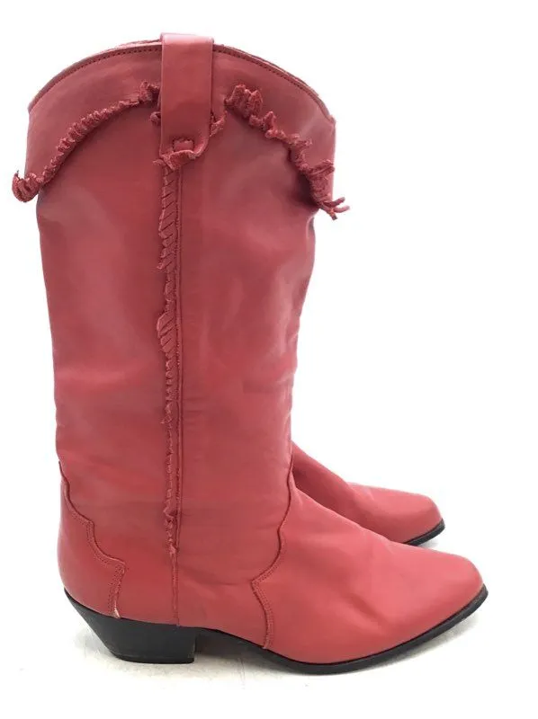 Dingo Women's Red Almond Toe Block Heel Mid-Calf Cowgirl Western Boots - Size 8M