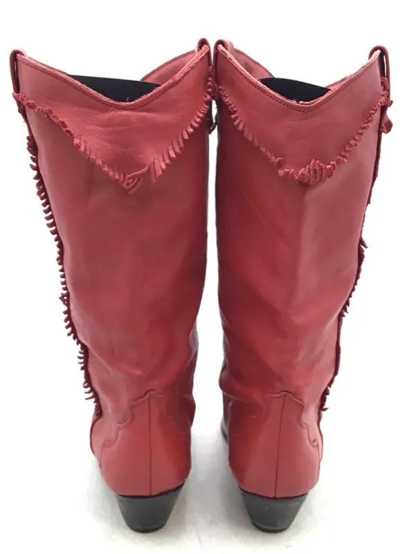 Dingo Women's Red Almond Toe Block Heel Mid-Calf Cowgirl Western Boots - Size 8M