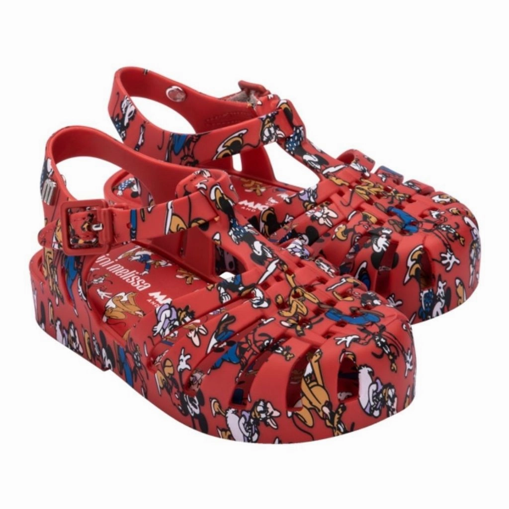 Thickened Collar Vented Heel Panel Disney Red Jelly Shoes