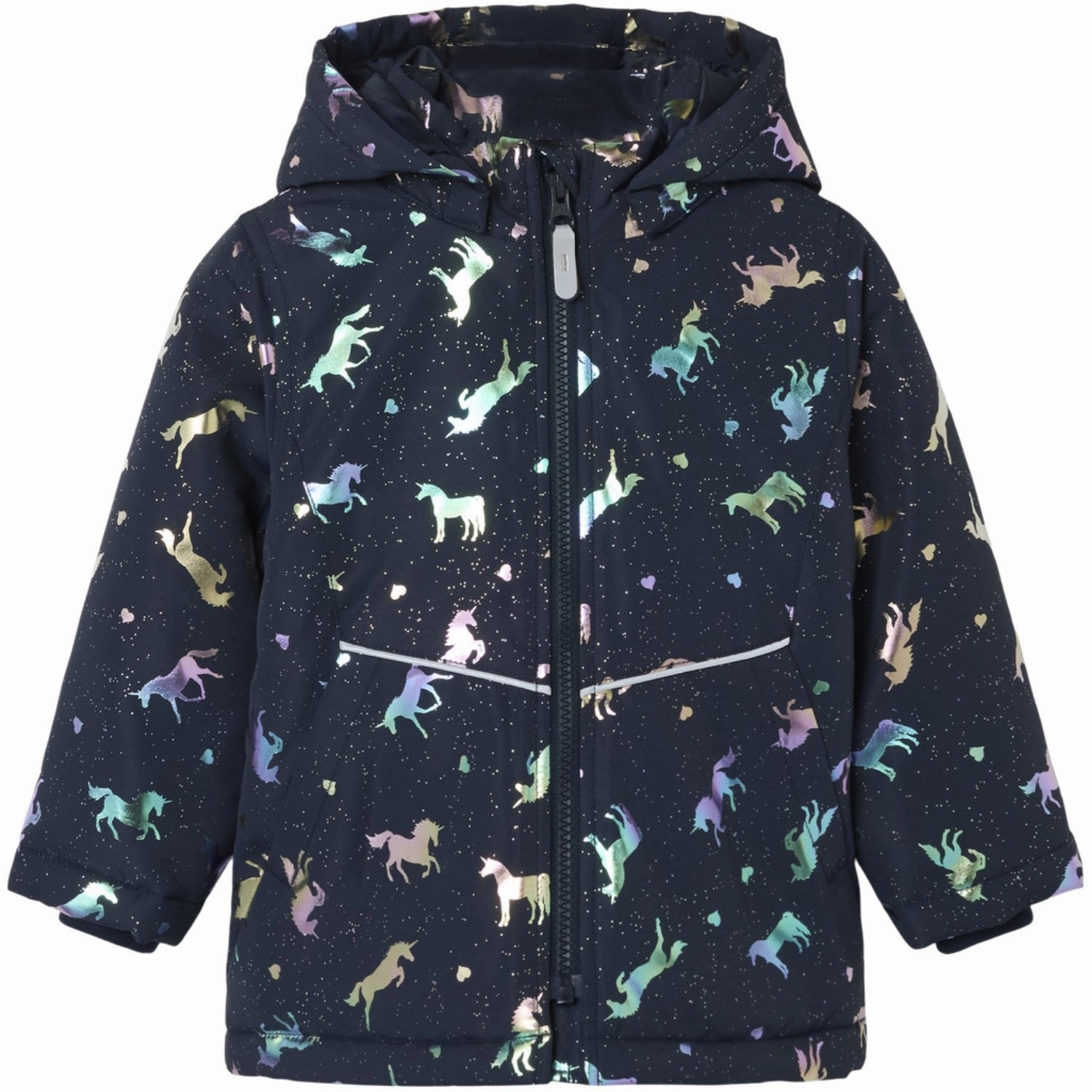 Sleek Casual Functional Zip Detail Name It Dark Sapphire Unicorn Nmfmaxi Pa Jacket Foil Aop Noos