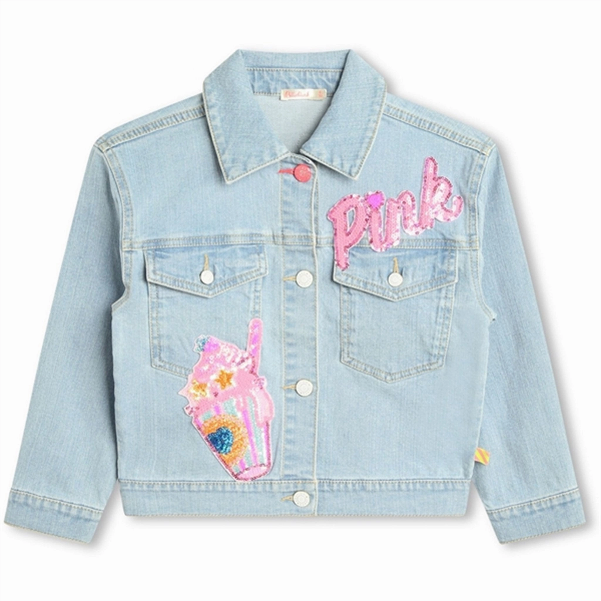 Billieblush Double Stone   Bleach Denim Jacket Contoured Back Panel