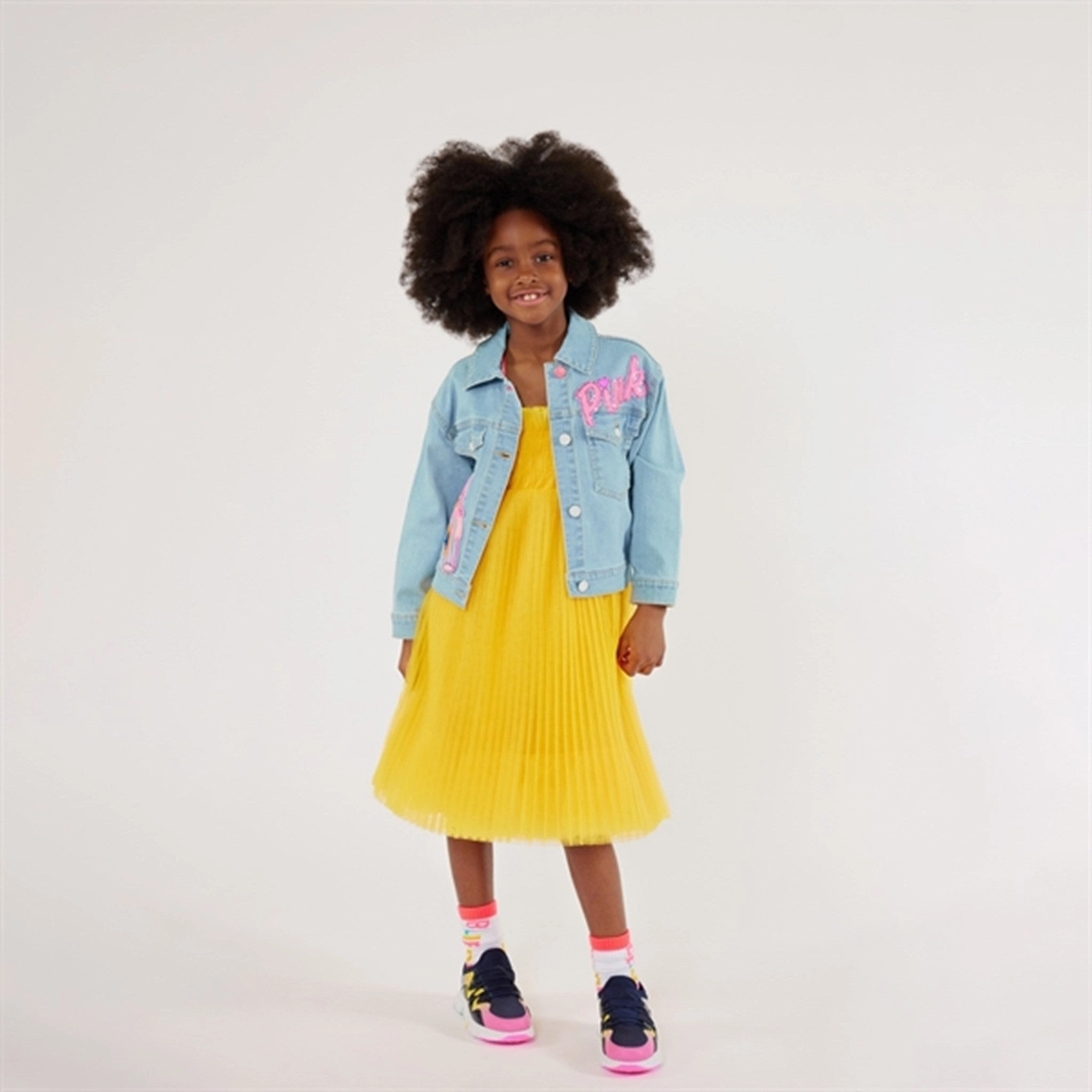 Lightweight Polyester Blend Billieblush Double Stone   Bleach Denim Jacket