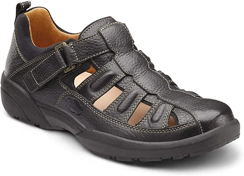 Dr. Comfort men's Fisherman - Hook-and-loop Closure Strap - Diabetic Shoes - Black
