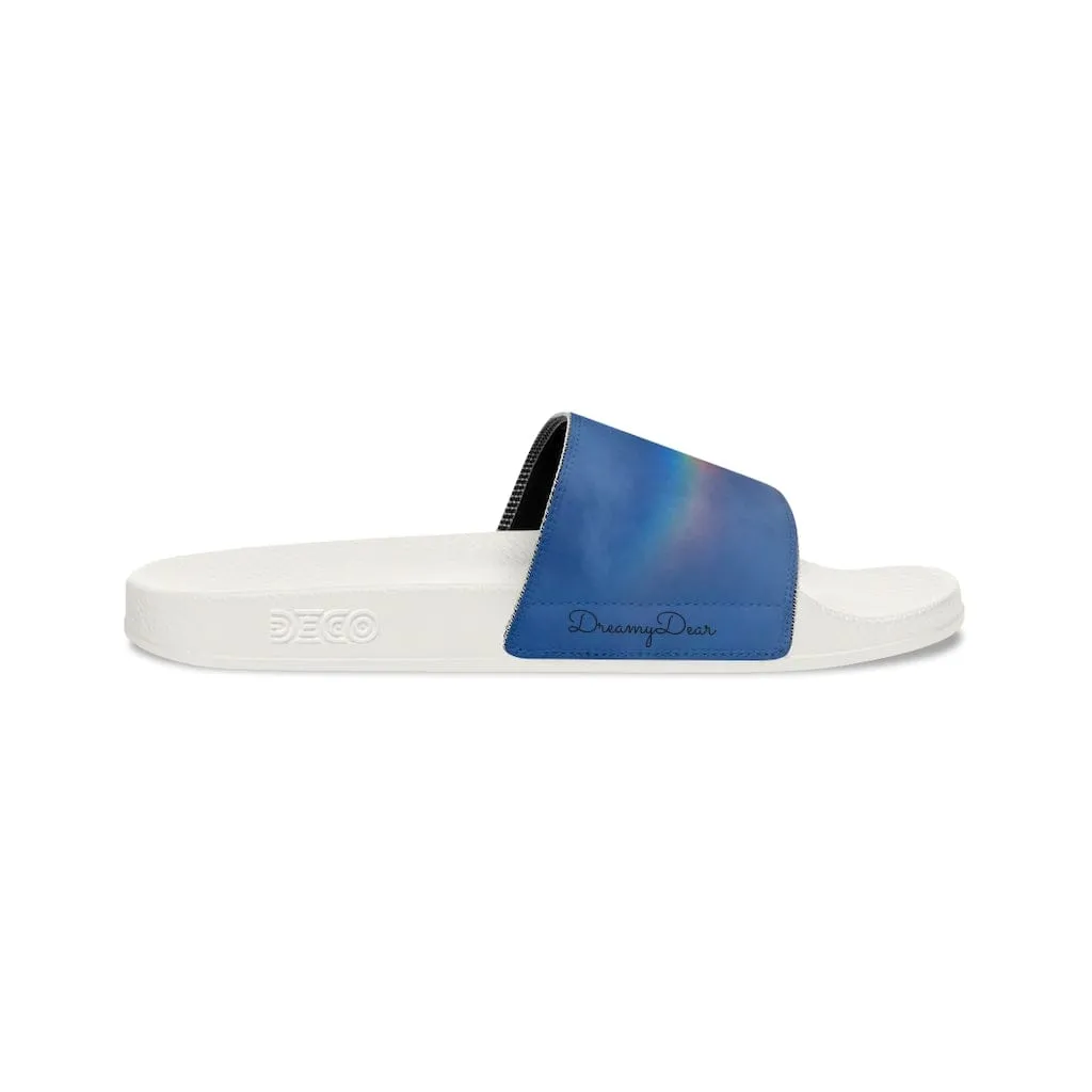 Dreamy Rainbow Toes Youth Slide Sandals w/ removable washable straps