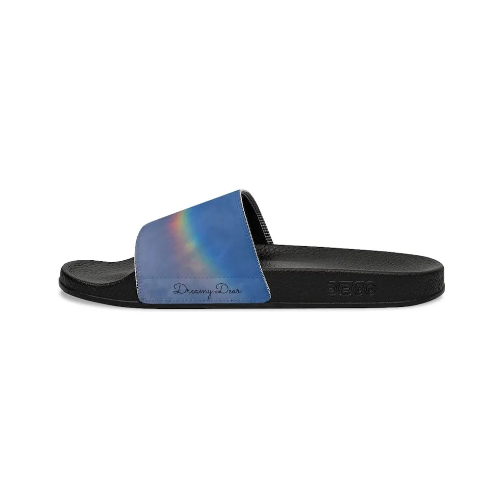Dreamy Rainbow Toes Youth Slide Sandals w/ removable washable straps