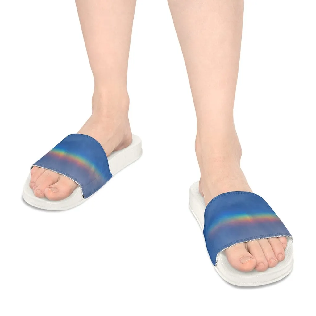 Dreamy Rainbow Toes Youth Slide Sandals w/ removable washable straps