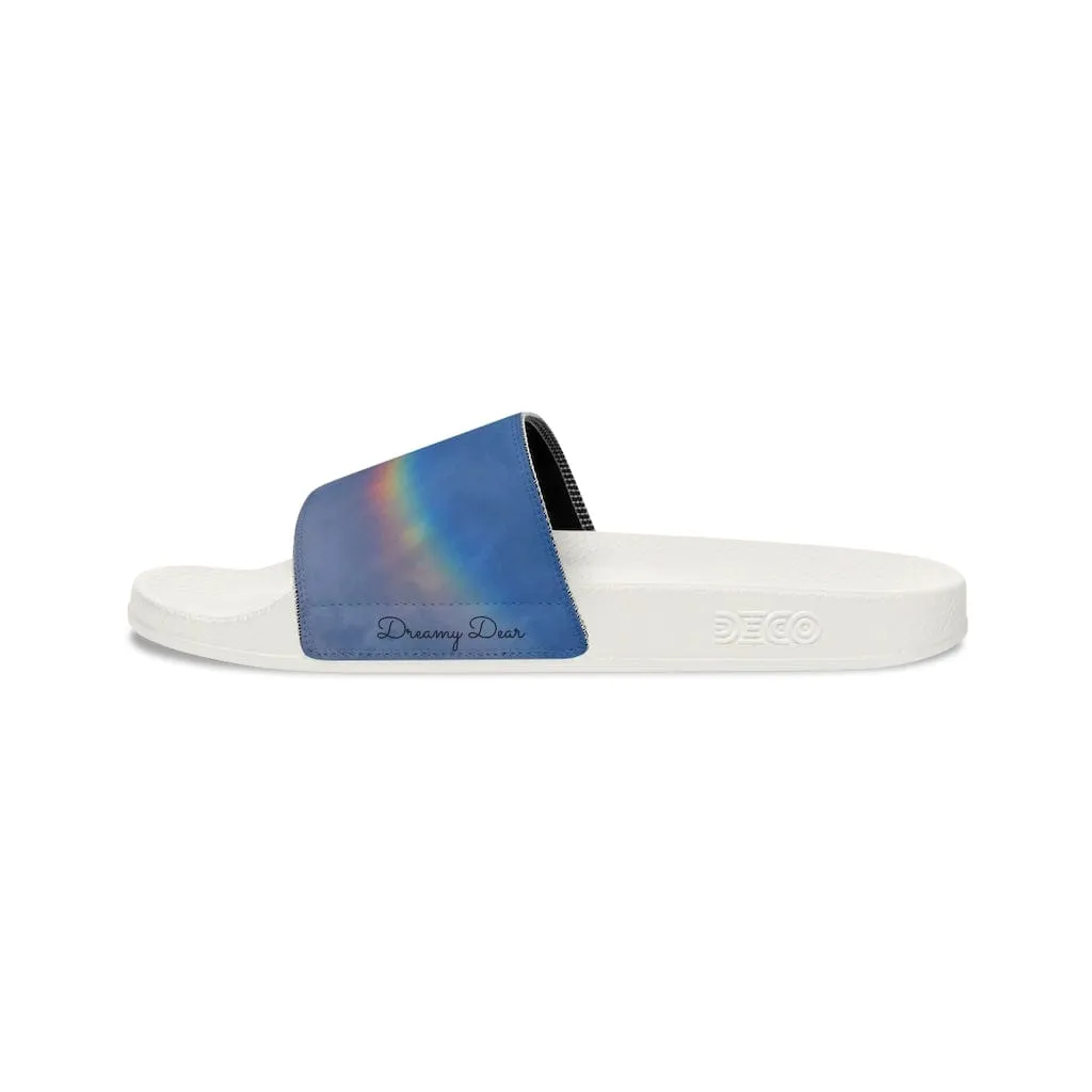 Dreamy Rainbow Toes Youth Slide Sandals w/ removable washable straps