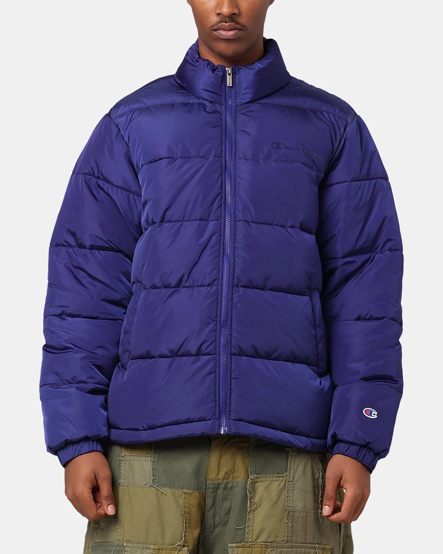 Full Length Zipper Fitness Champion Rochester Padded Puffer Jacket Chaouen Cobalt