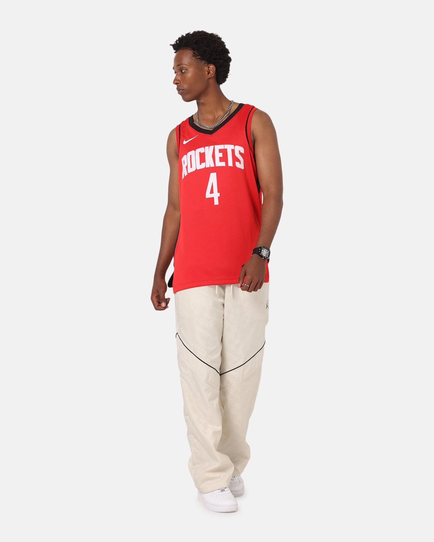 Nike Jalen Green Houston Rockets #4 Icon Edition 2022/23 Nike Dri-Fit NBA Swingman Jersey University Red Style Driven Comfort Stretch Fit