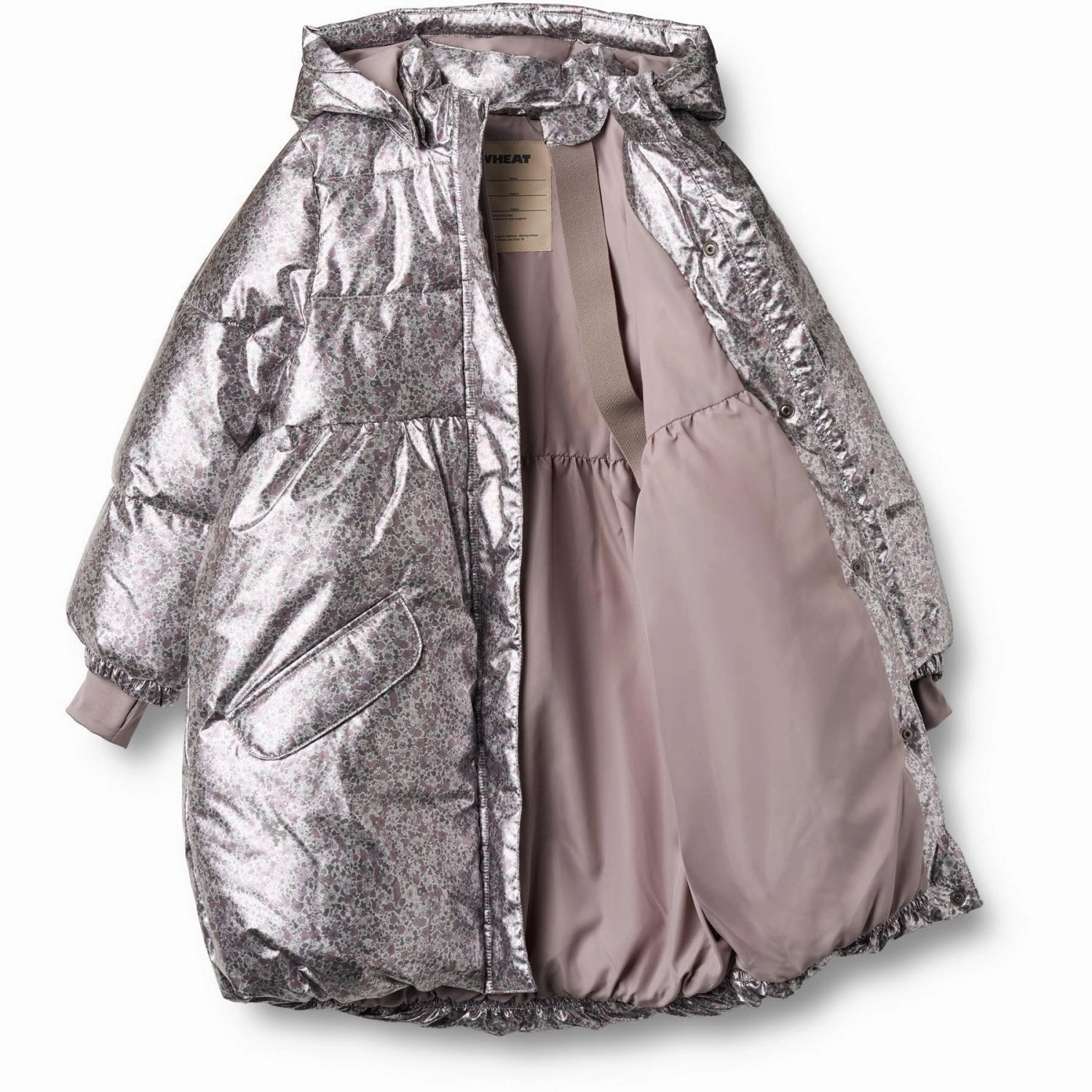 Wheat Silver Flower Meadow Puffer Coat Luna Versatile Style