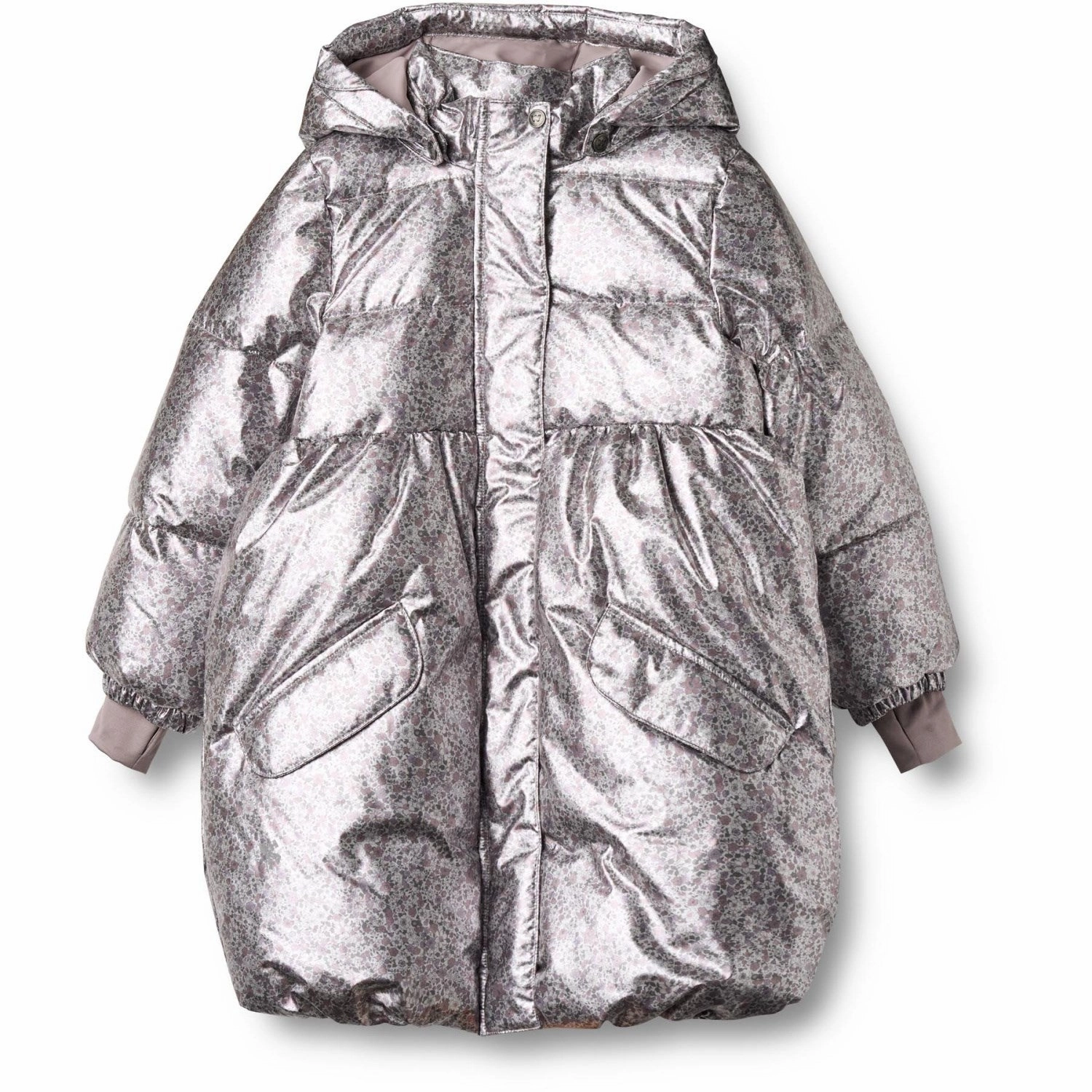 AntiStatic Inner Layer SoftshellTexture Wheat Silver Flower Meadow Puffer Coat Luna